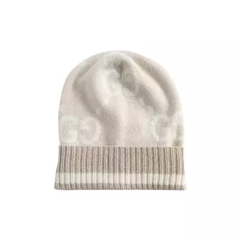 Шапка Gucci Jacquard Beanie, бежевый