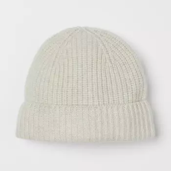 Шапка H&M Rib-knit Cashmere, светло-бежевый