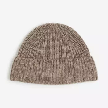 Шапка H&M Rib-knit Cashmere, темно-бежевый