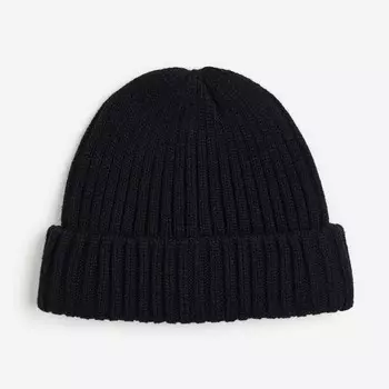Шапка H&M Rib-knit, черный