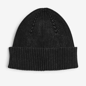 Шапка H&M Rib-knit Cotton, черный
