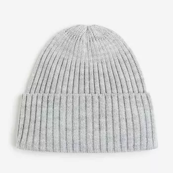 Шапка H&M Rib-knit, светло-серый