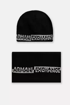Шапка и шарф Armani Exchange с добавлением шерсти, черный