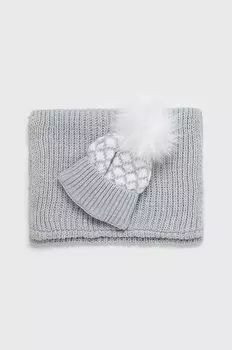 Шапка и шарф из шерсти Answear Lab, серый