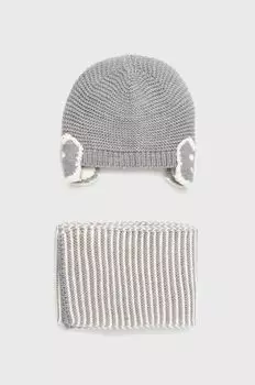 Шапка и шарф с добавлением хлопка для малышей United Colors of Benetton, серый
