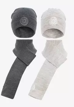 Шапка и шарф с модным логотипом бренда CIPO & BAXX, цвет Biege Anthracite One Size