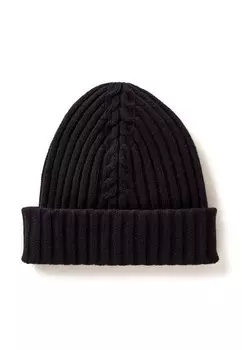 Шапка IN CABLE WITH TURN UP CUFF United Colors of Benetton, черный