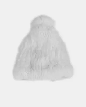 Шапка из эластичного натурального меха белого цвета с помпоном IN.ES, белый