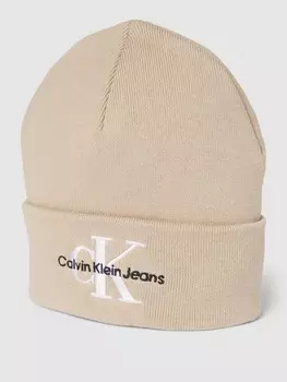 Шапка из чистого хлопка модель "ЭМБРО" Calvin Klein Jeans, песочный