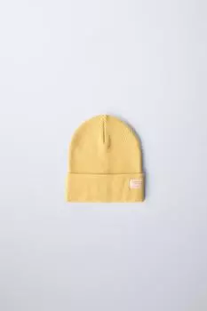 Шапка из хлопка в рубчик ZARA, цвет Mustard