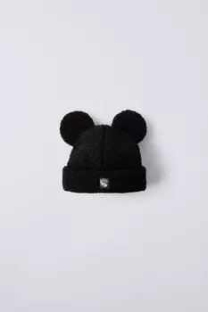 Шапка из искусственной овчины с маленькими ушками в стиле микки маус fantasia disney ZARA, черный