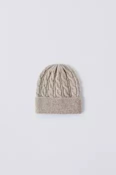 Шапка из коллекции лыжной связки cable-knit ZARA, светло-бежевый