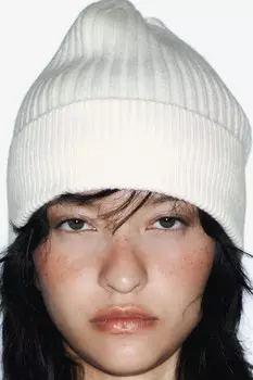 Шапка из коллекции ski из шерсти и кашемира ZARA, экрю
