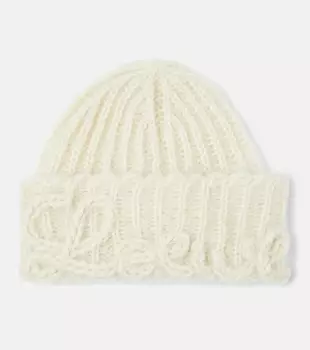 Шапка из мохера с логотипом Loewe, белый