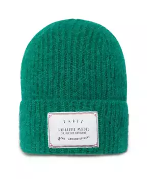 Шапка из мохера с вышитой нашивкой Philippe Model, зеленый