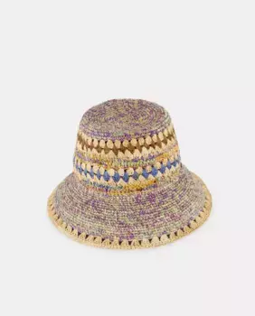Шапка из натуральной рафии Tirabasso, многоцветный