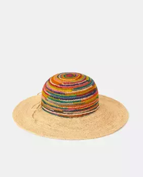 Шапка из натуральной рафии Tirabasso, многоцветный