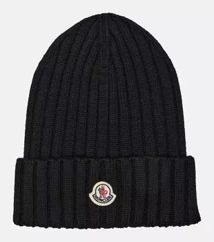Шапка из натуральной шерсти Logo Moncler, черный