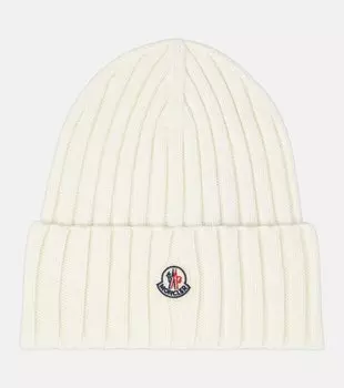 Шапка из натуральной шерсти с логотипом Moncler, белый