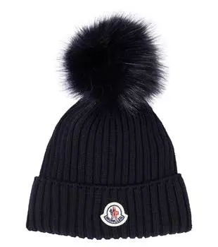 Шапка из натуральной шерсти с логотипом Moncler Enfant, синий