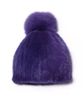 Шапка из норки с помпоном из лисы фиолетового цвета Maximilian, фиолетовый