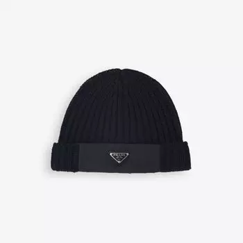 Шапка из шерсти с логотипом Re-Nylon Prada, черный