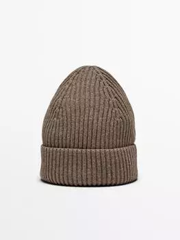 Шапка из смеси шерсти и кашемира Massimo Dutti, темно-бежевый