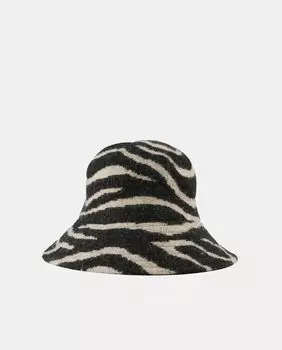 Шапка из смесовой шерсти с зебровым принтом Lola Casademunt, черный