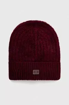 Шапка из смесовой шерсти Tommy Jeans, бордовый