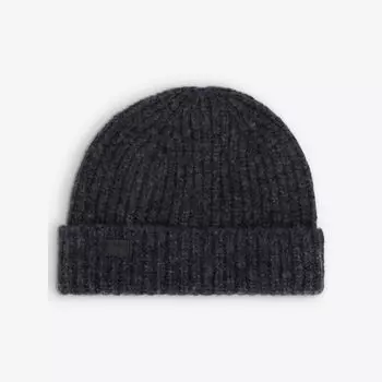 Шапка из смесовой шерсти в рубчик с фирменной биркой The Kooples, антрацит