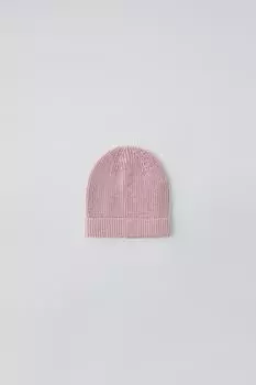 Шапка изнаночной вязки ZARA, средне-розовый