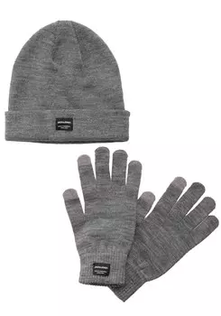 Шапка JACK & JONES Beanie, цвет mottled grey