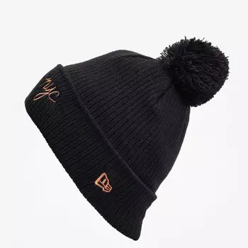 Шапка kapa wmns nyc script bobble Knit ne blkm New Era