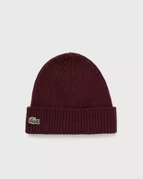 Шапка Lacoste Rib Knit Brushed Wool Beanie, цвет expresso
