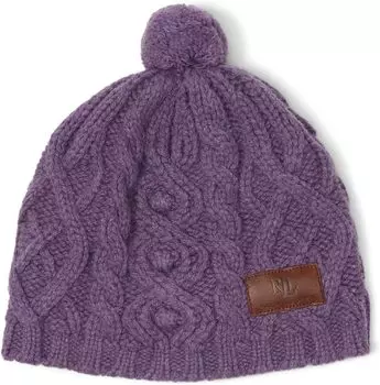 Шапка LAUREN Ralph Lauren Cable Knit Beanie with Pom, цвет Light Purple