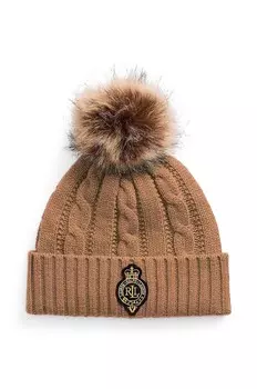 Шапка Lauren Ralph Lauren из смесовой шерсти, бежевый