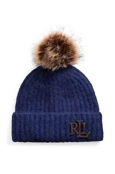 Шапка Lauren Ralph Lauren из смесовой шерсти, темно-синий