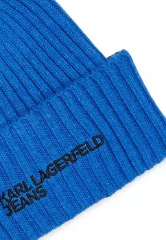 Шапка LOGO RIBBED BEANIE Karl Lagerfeld Jeans, синий