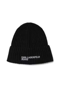 Шапка LOGO RIBBED BEANIE Karl Lagerfeld Jeans, черный