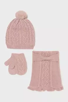 Шапка мэра, грелка для шеи и сколько детей Mayoral, розовый