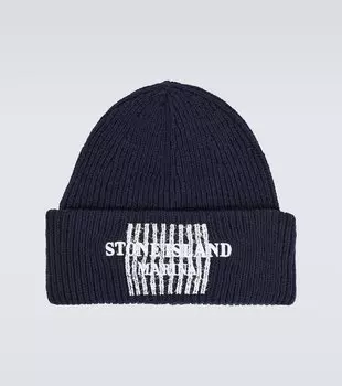 Шапка marina в рубчик из натуральной шерсти Stone Island, синий