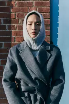 Шапка-маска из смесовой шерсти с эластичной вязкой H&M, серый