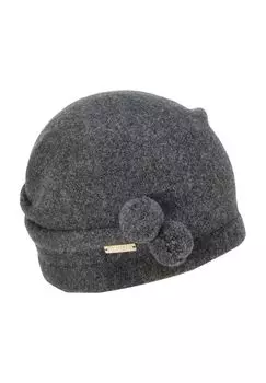 Шапка однотонная с помпоном, для женщин SEEBERGER, антарцитовый