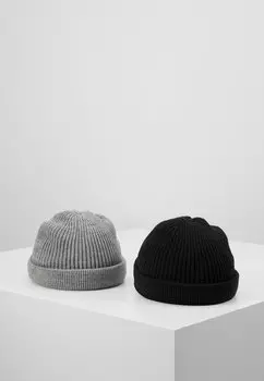 Шапка ONSSHORT BEANIE 2 PACK Only & Sons, черный/серый меланж
