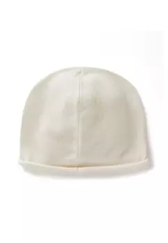 Шапка PLAIN WITH CURLY TUBULAR BORDER AND CHAINSTITCH LOGO United Colors of Benetton, белый