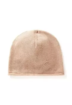 Шапка PLAIN WITH CURLY TUBULAR BORDER AND CHAINSTITCH LOGO United Colors of Benetton, бежевый