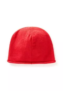 Шапка PLAIN WITH CURLY TUBULAR BORDER AND CHAINSTITCH LOGO United Colors of Benetton, красный