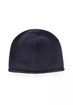 Шапка PLAIN WITH CURLY TUBULAR BORDER AND CHAINSTITCH LOGO United Colors of Benetton, синий