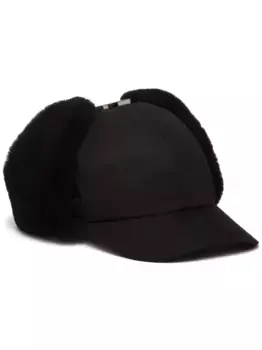 Шапка Re-Nylon с мехом Prada, черный