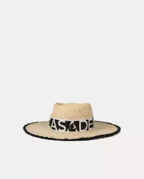 Шапка с эффектом рафии с контрастным отклоняющимся логотипом Lola Casademunt, натуральный